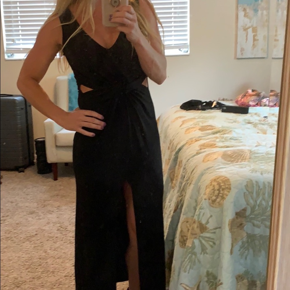 Sexy black dress with slit